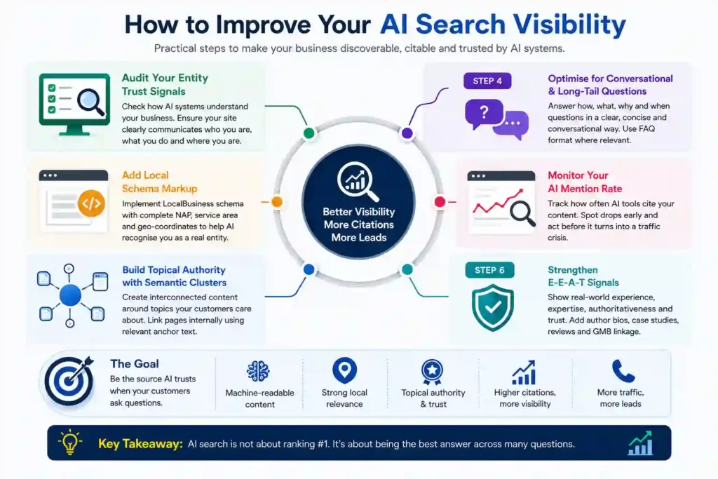 Diagram illustrating how AI search systems use query fan-out to gather information from multiple sources and determine which content gets cited.